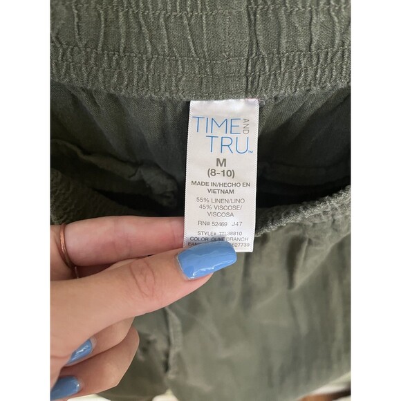 Time and Tru Women's Baggy Casual Jogger Pants Olive Green Size Medium 8-10 - Picture 6 of 6